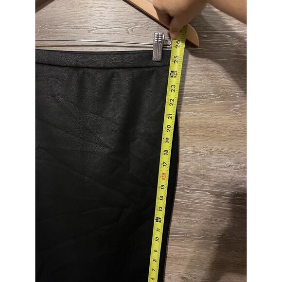 Saks Fifth Avenue 5/48 Womens Vegan Leather Pencil Skirt Black Sz XS Midi - Picture 4 of 6